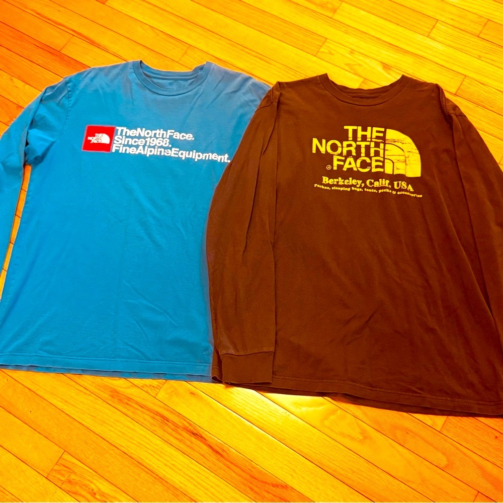 The North Face Blue and Grey Long Sleeve Tees